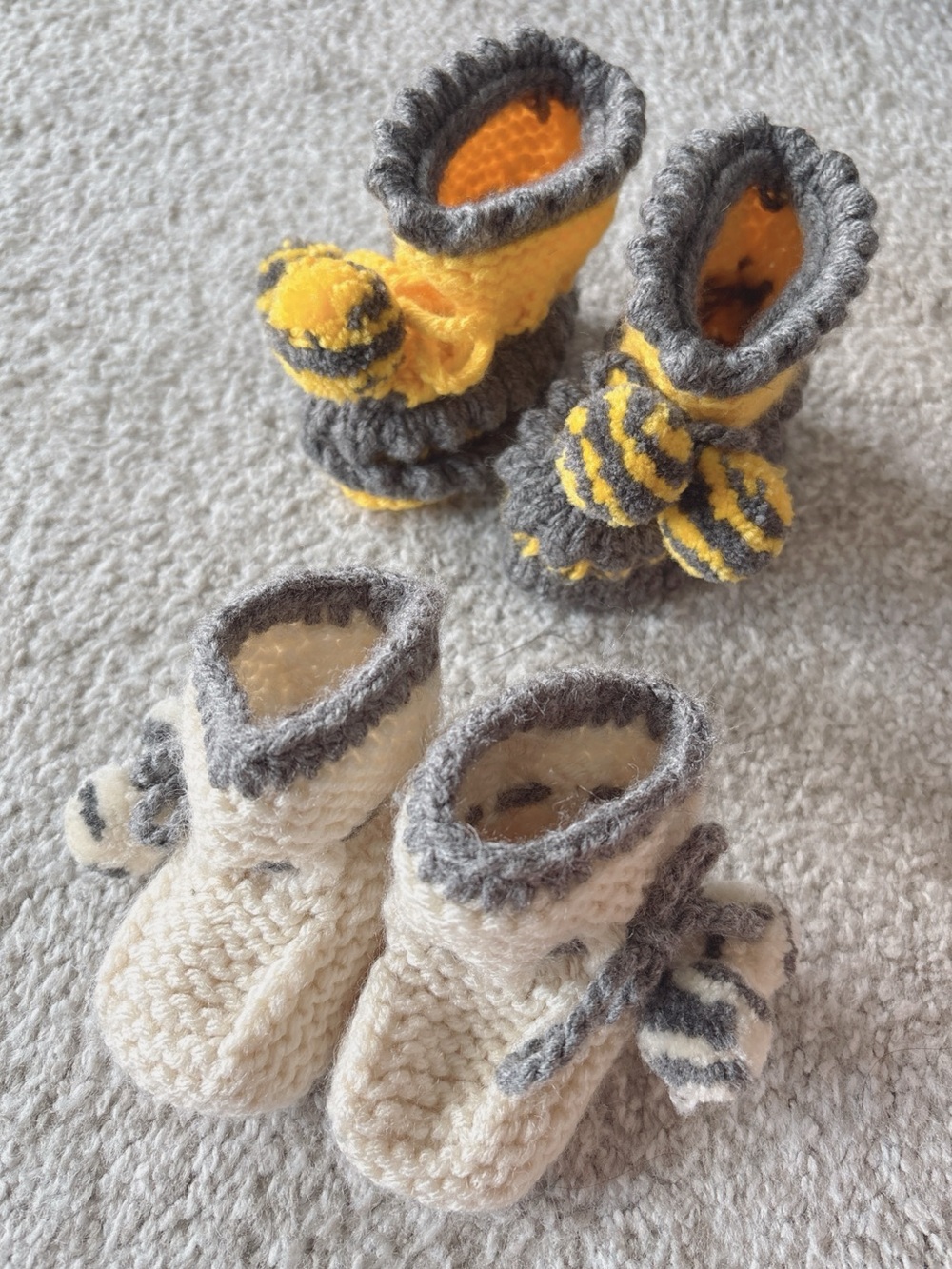 Handmade crochet baby booties bundle
